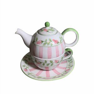 Pink and Green Floral Teapot Set
